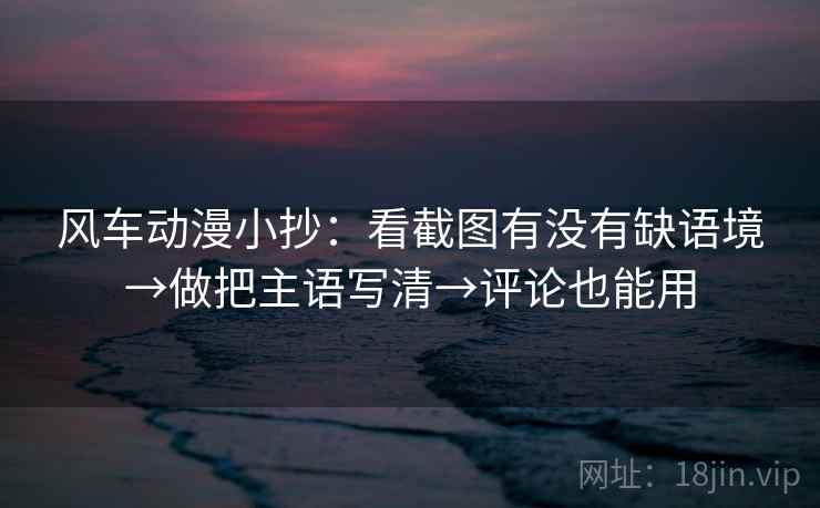 风车动漫小抄：看截图有没有缺语境→做把主语写清→评论也能用