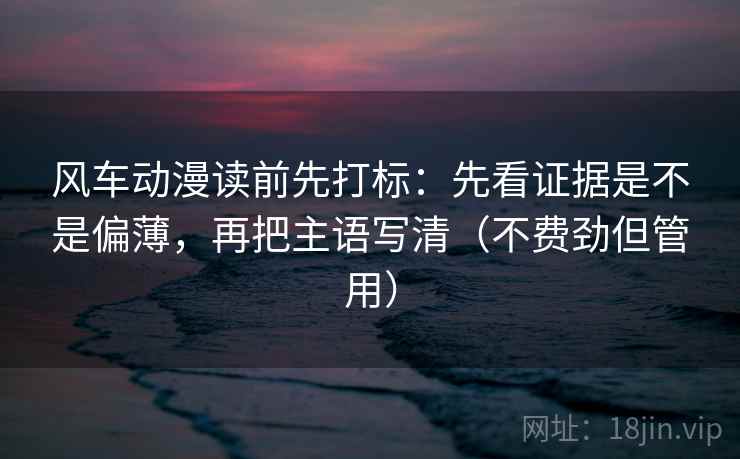 风车动漫读前先打标：先看证据是不是偏薄，再把主语写清（不费劲但管用）
